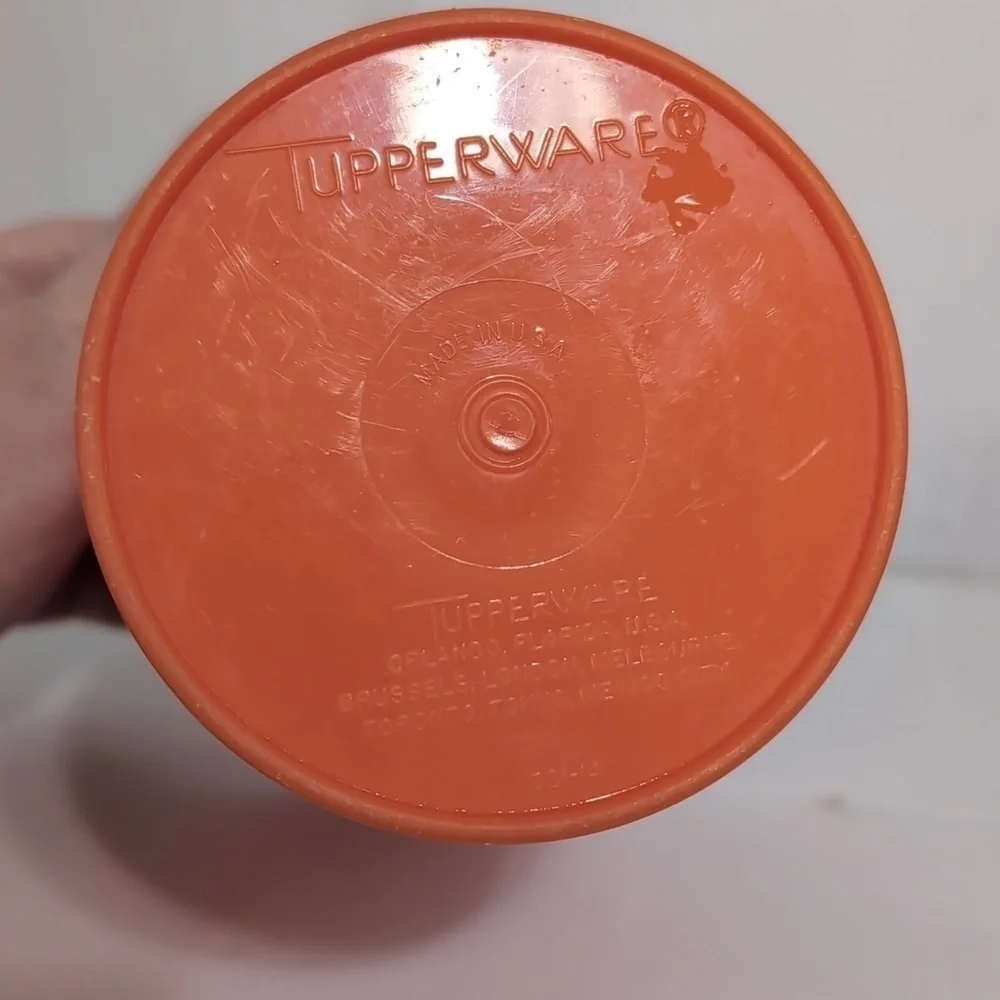 Tupperware 1980s Vintage Orange Handolier with Pour Lid Canister